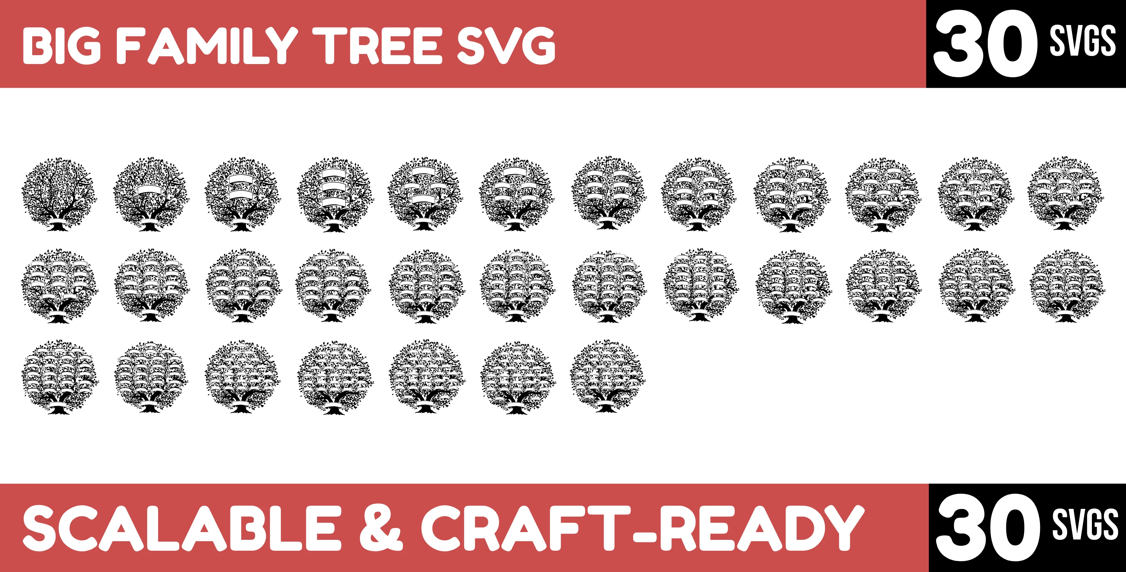 Big Family Tree SVG Bundle 1-31 Members, Tree Of Life SVG, Family Branch SVG