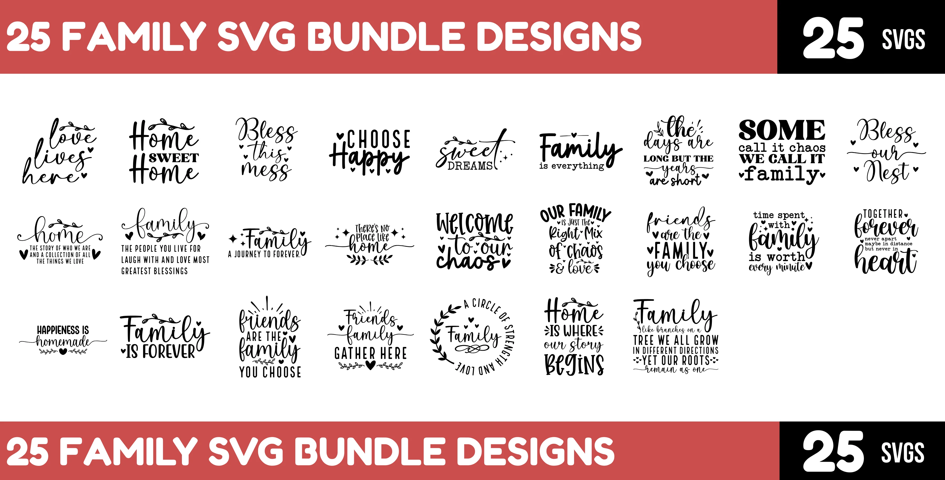25 Family Quote SVG Bundle - Home & Family Sayings