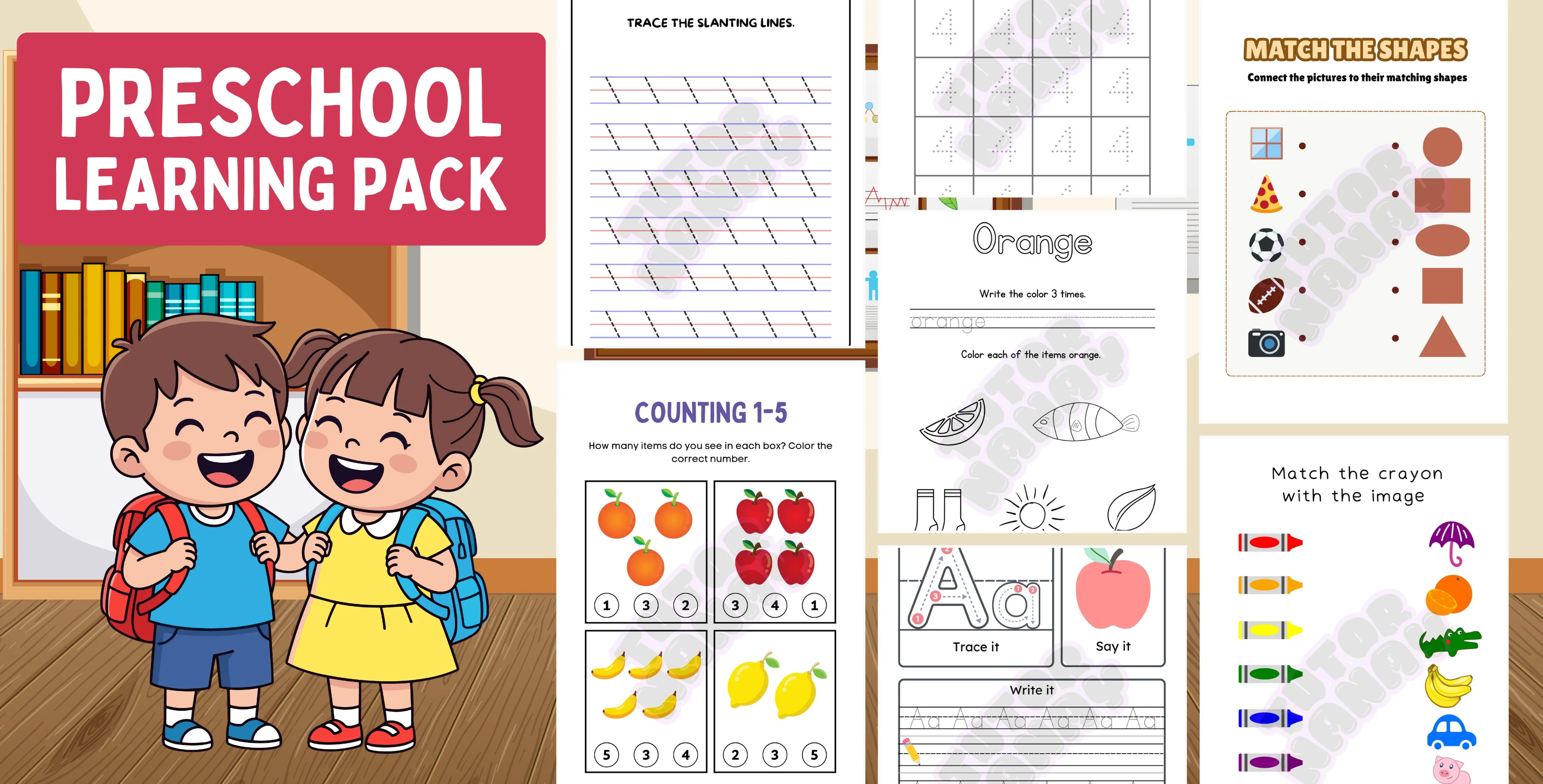 Preschool Worksheets Printable Bundle | Alphabet Tracing, Number Tracing, Counting Activities | Todd