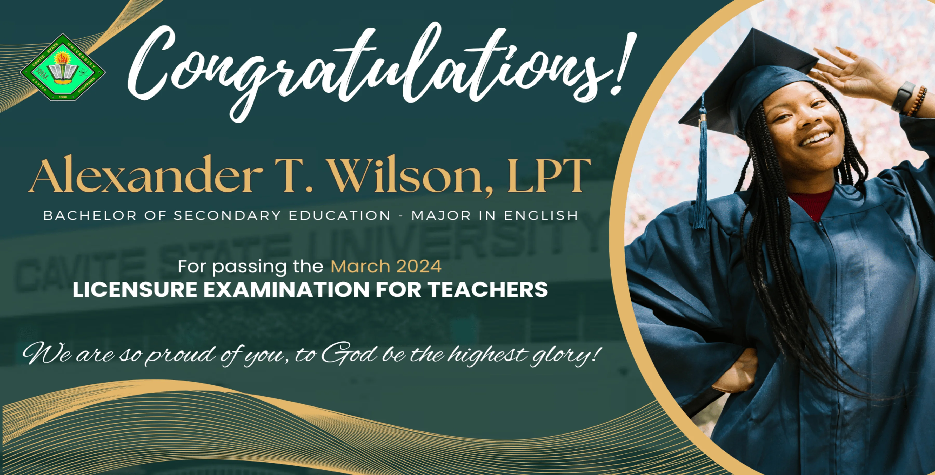 CVSU Congratulations Tarpaulin LPT- Canva Editable Template