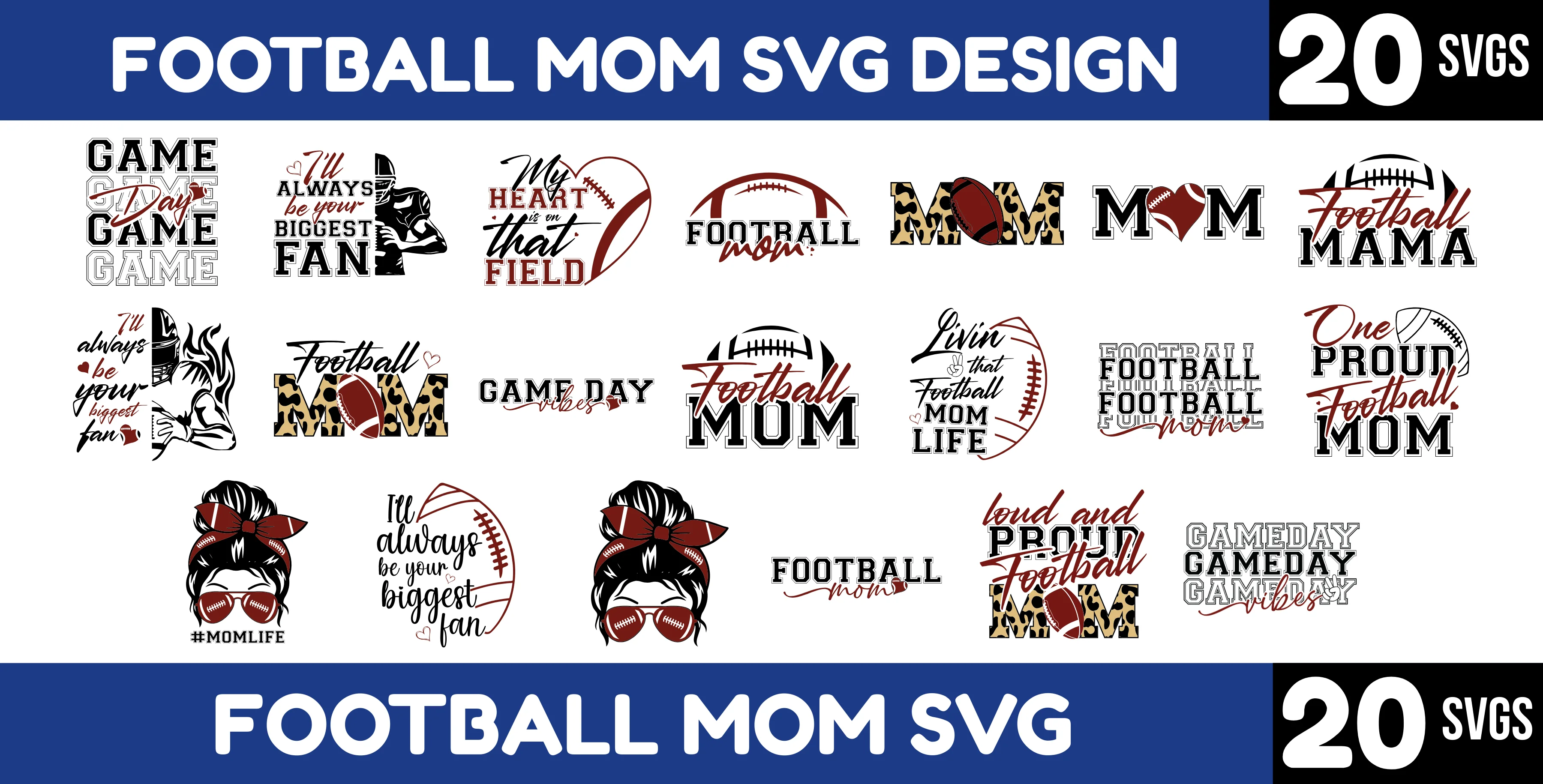 Football Mom SVG Bundle - Game Day & Sports Mom Sayings