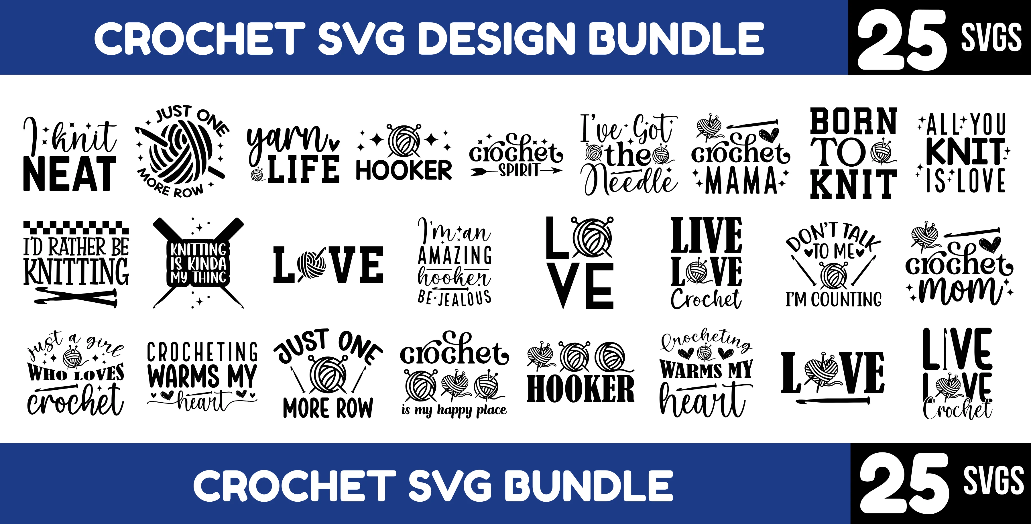 Funny Crochet & Knitting SVG Bundle - Crafter Sayings