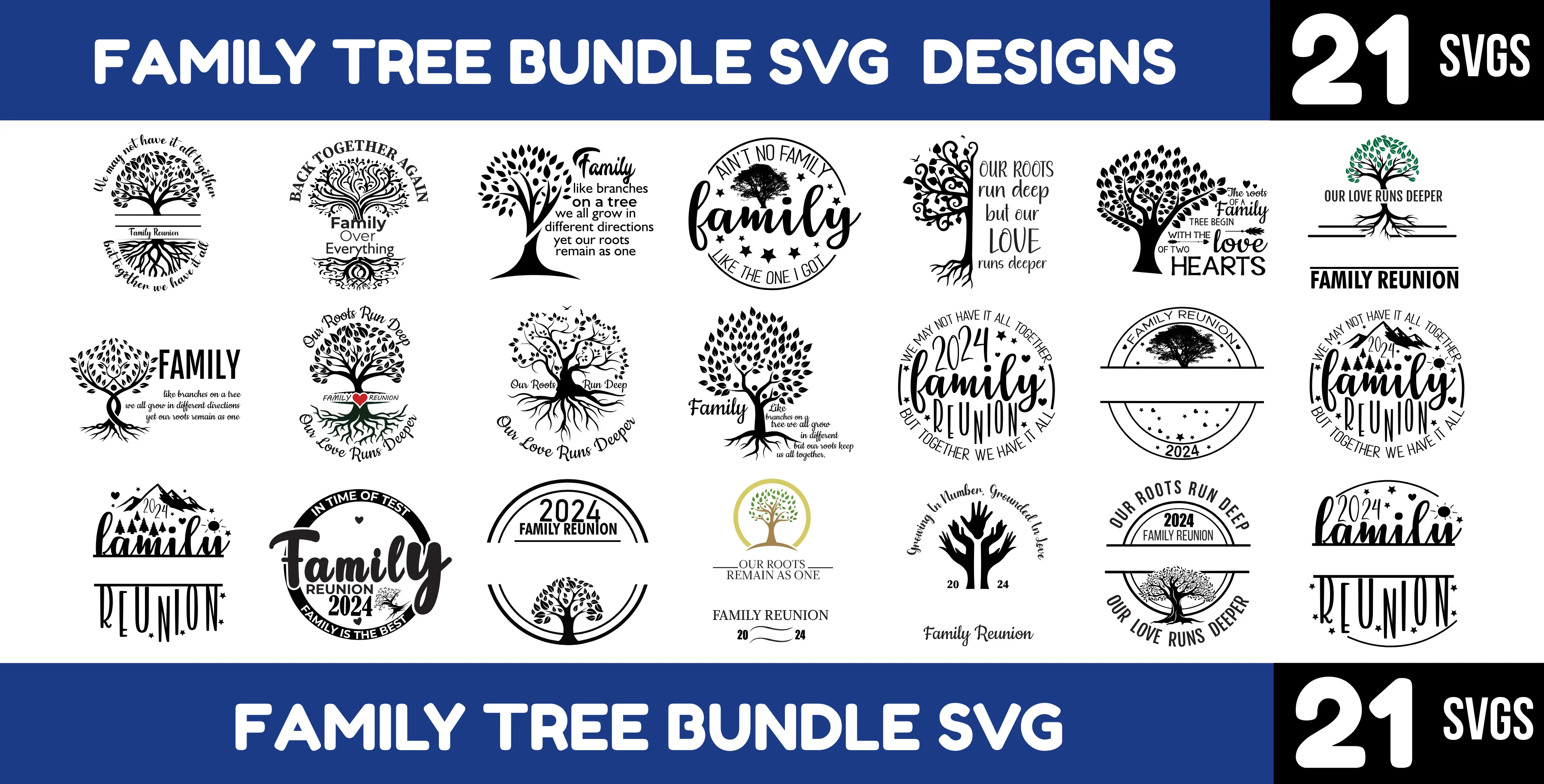 Family Tree SVG Bundle - Family Reunion & Love Designs