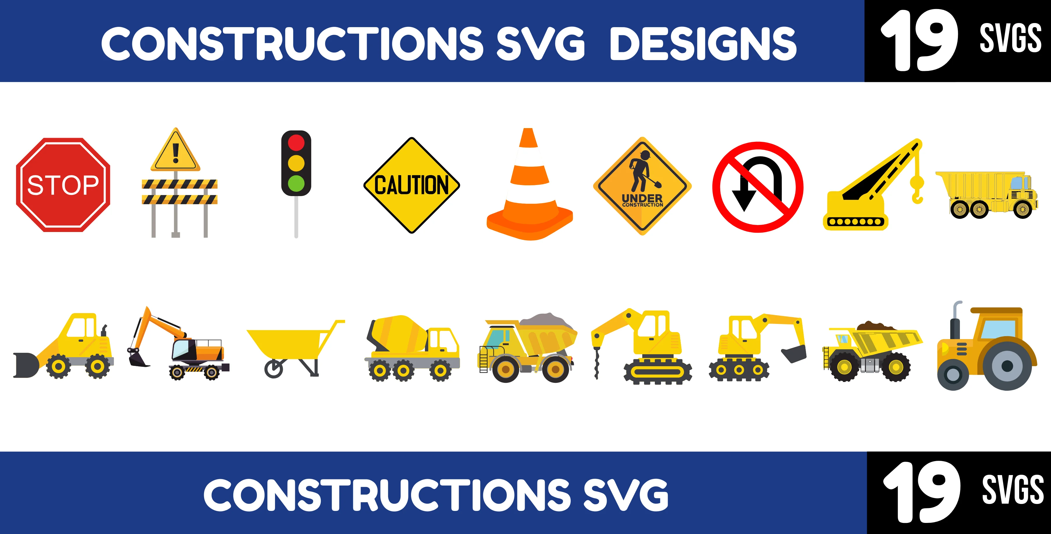 Construction Vehicle & Sign SVG Bundle