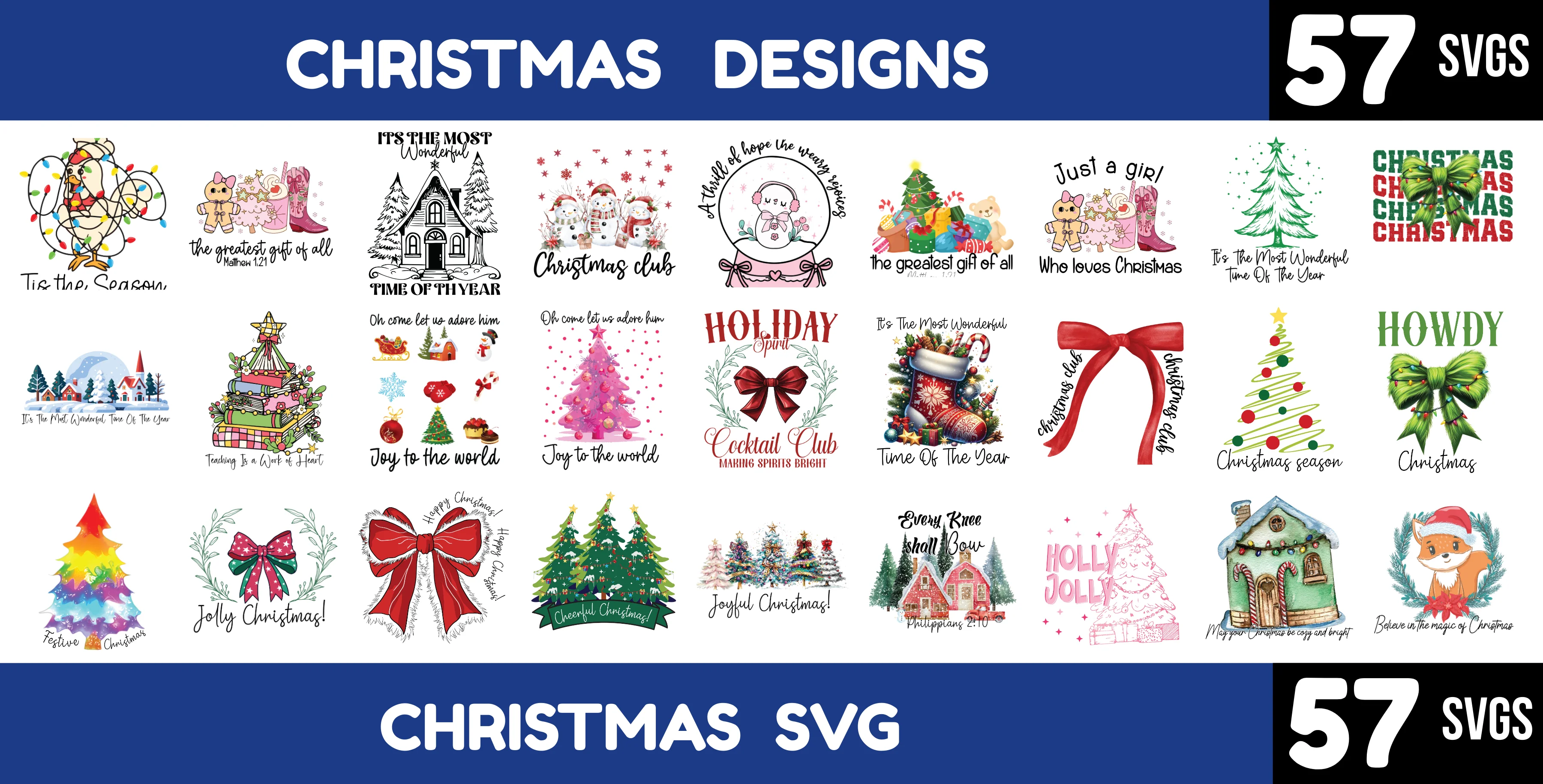 57 Christmas SVG Bundle - Holiday Sayings