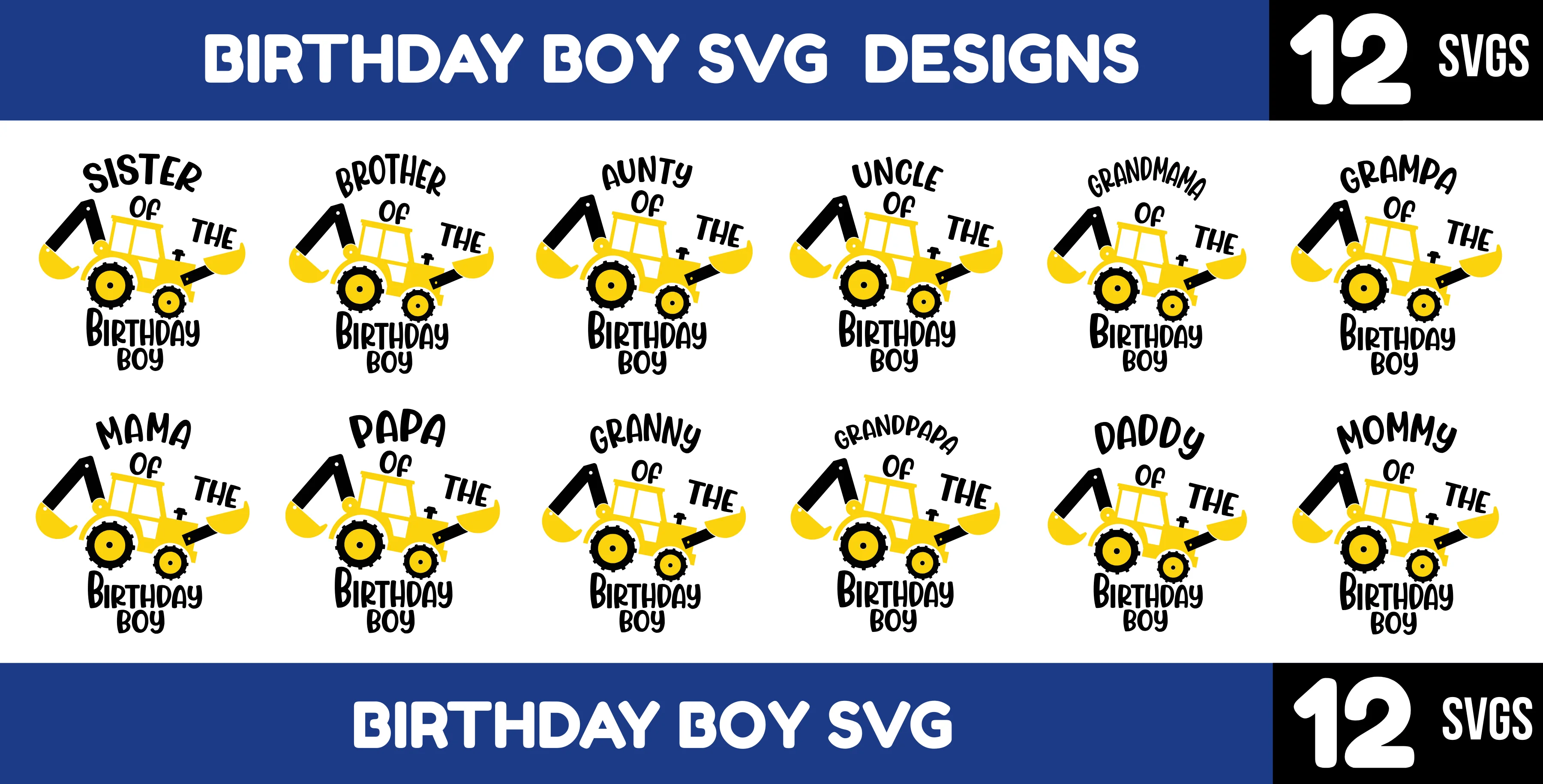 Birthday Boy Construction Crew SVG Bundle - Family Sayings