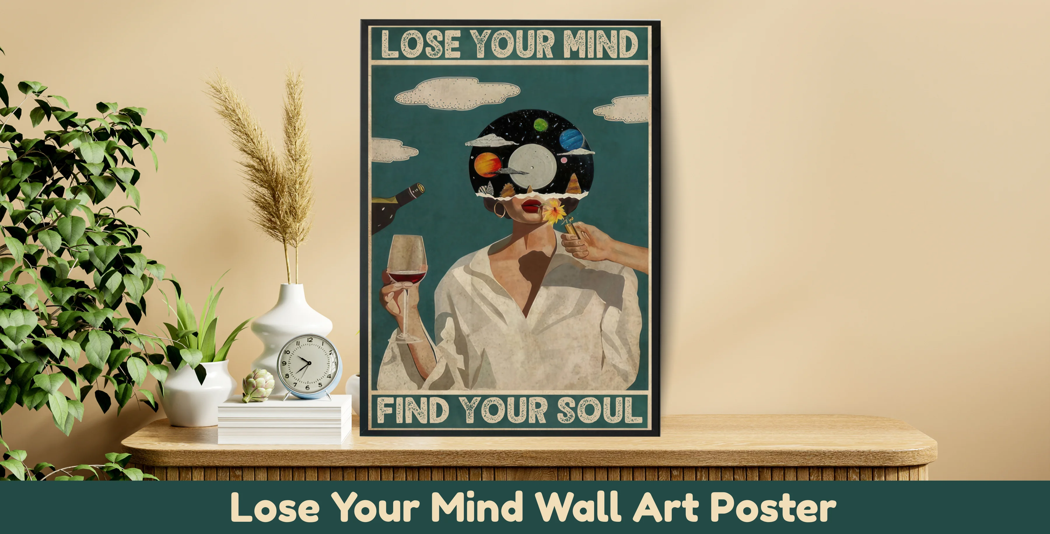 Lose Your Mind – Find Your Soul | Retro Surreal Wall Art Poster | Printable Digital Download