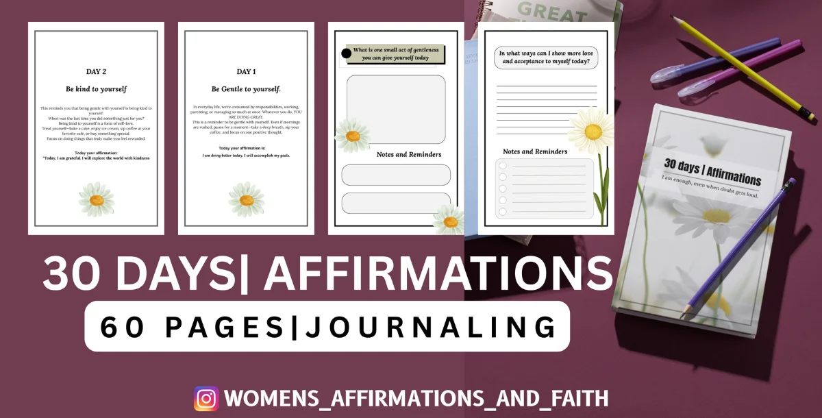 30 Days |Affirmations (1 month Journal)