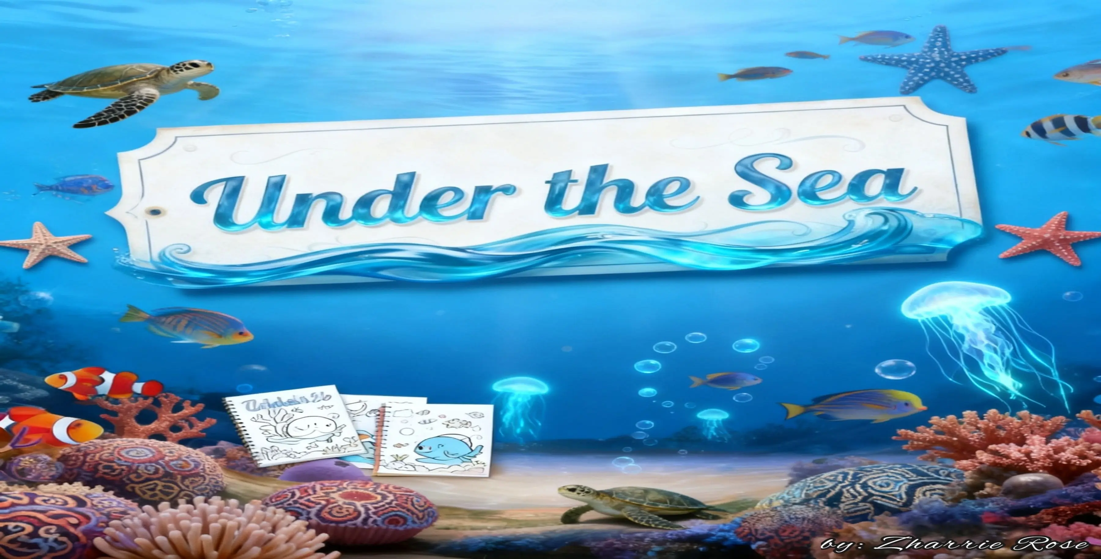 Under the Sea Digital Artwork / Coloring Page Design