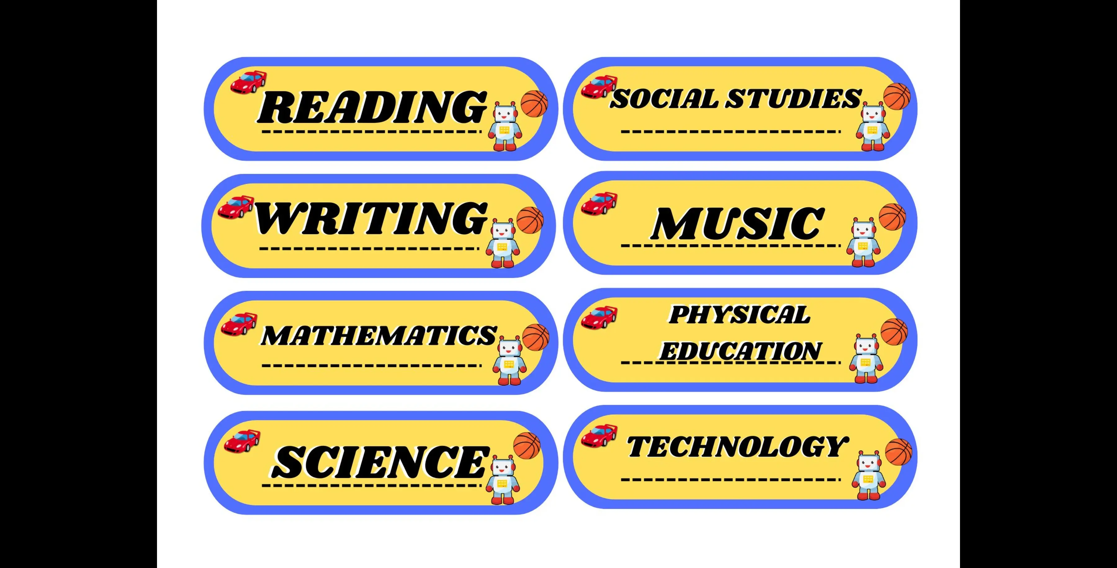PRINTABLE/STICKER FOR SCHOOL SUBJECTS (GIRLS AND BOYS)