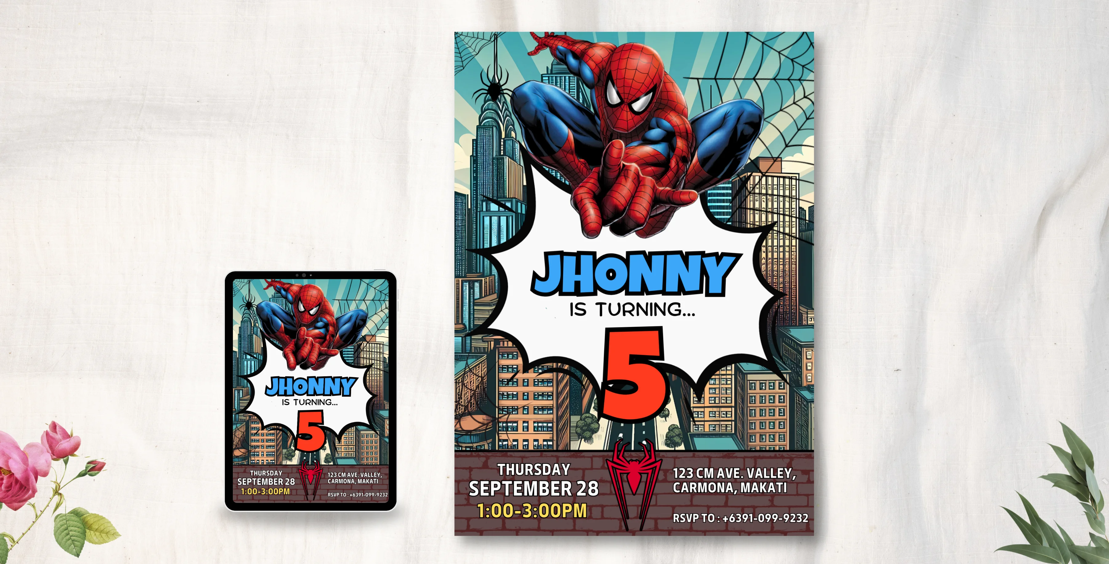 Spiderman Birthday Invitation | Editable Canva Template | Instant Download