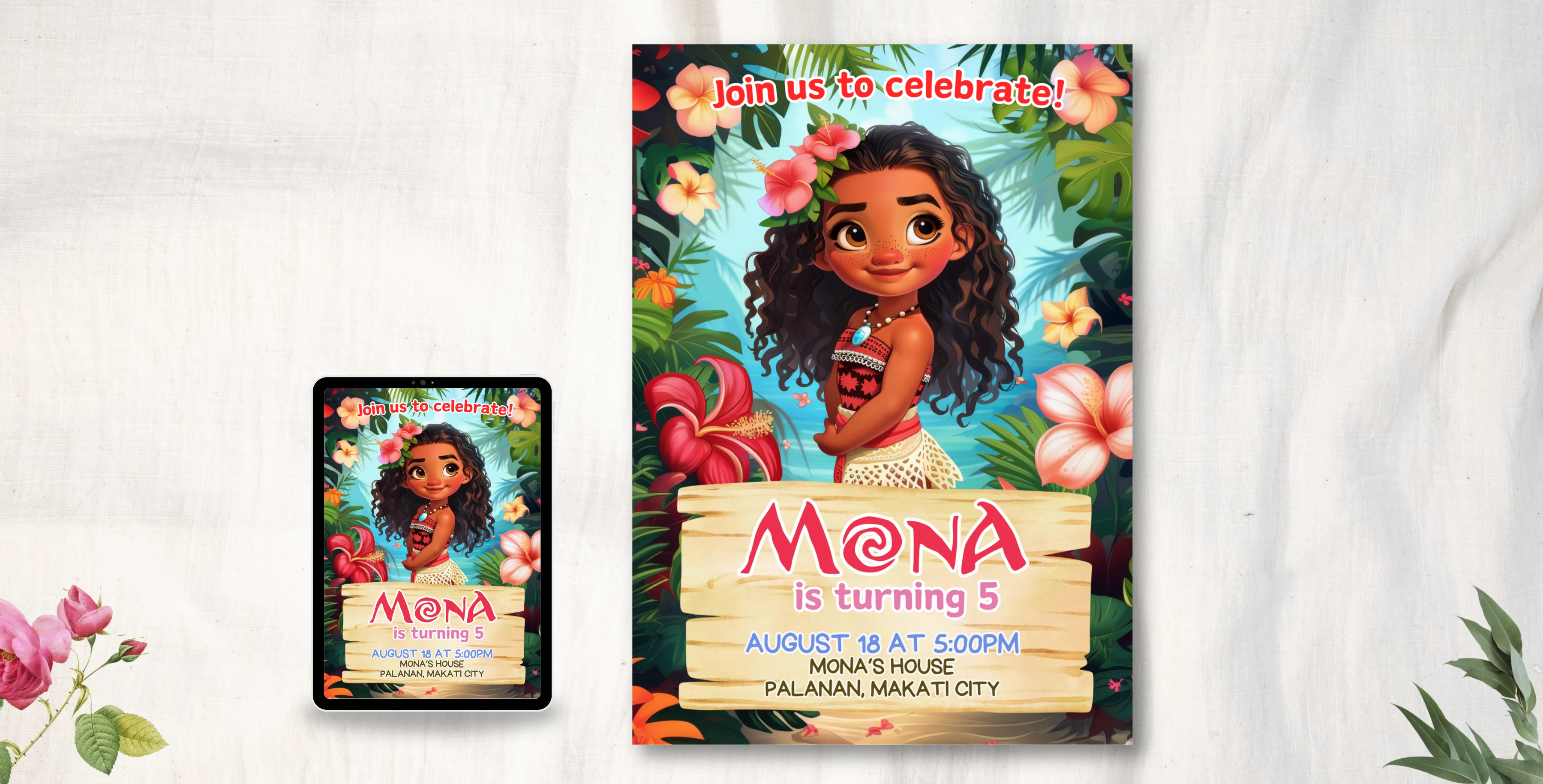 Moana Birthday Invitation | Editable Canva Template | Instant Download