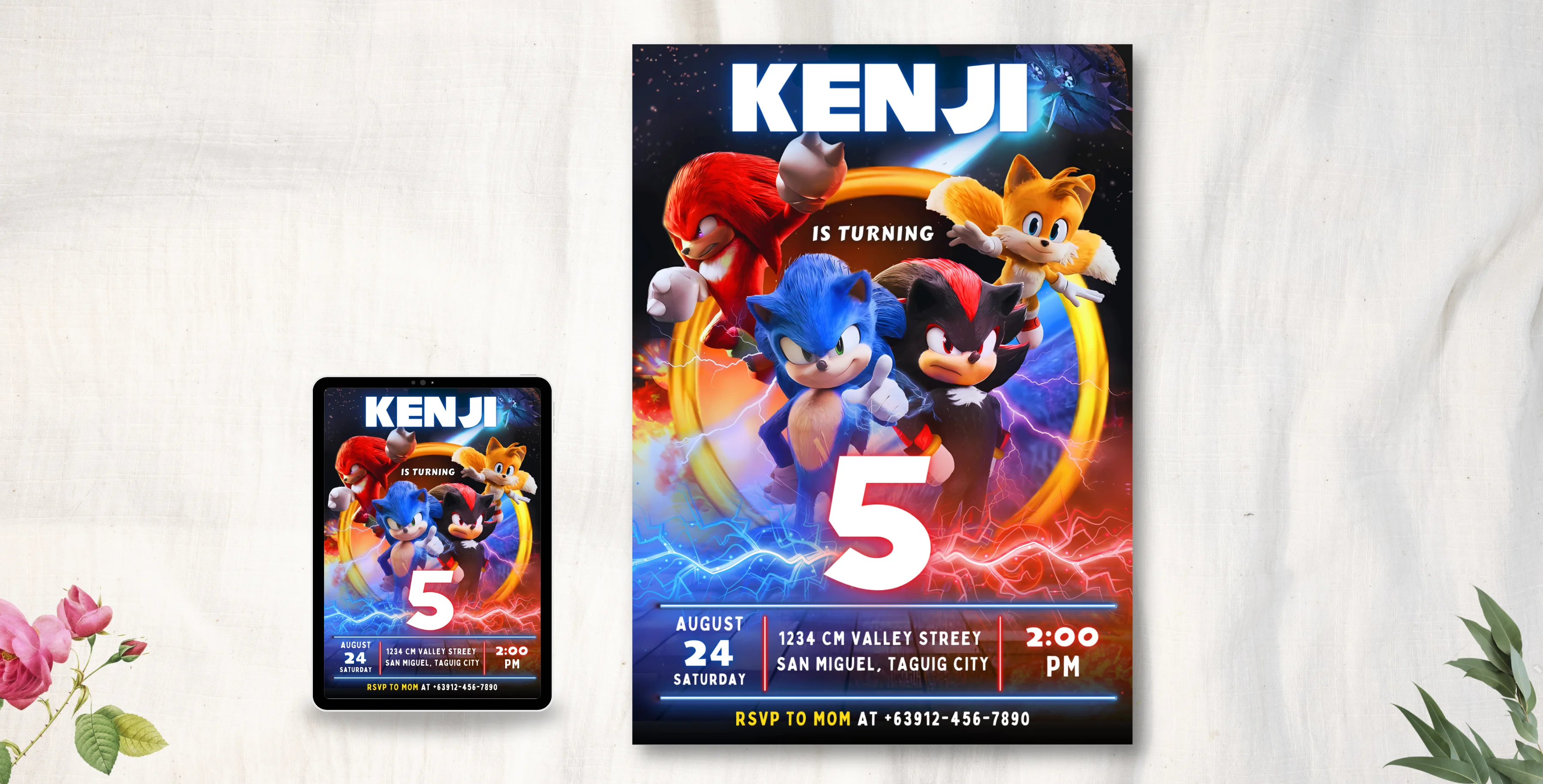 Sonic Birthday Invitation | Editable Canva Template | Instant Download