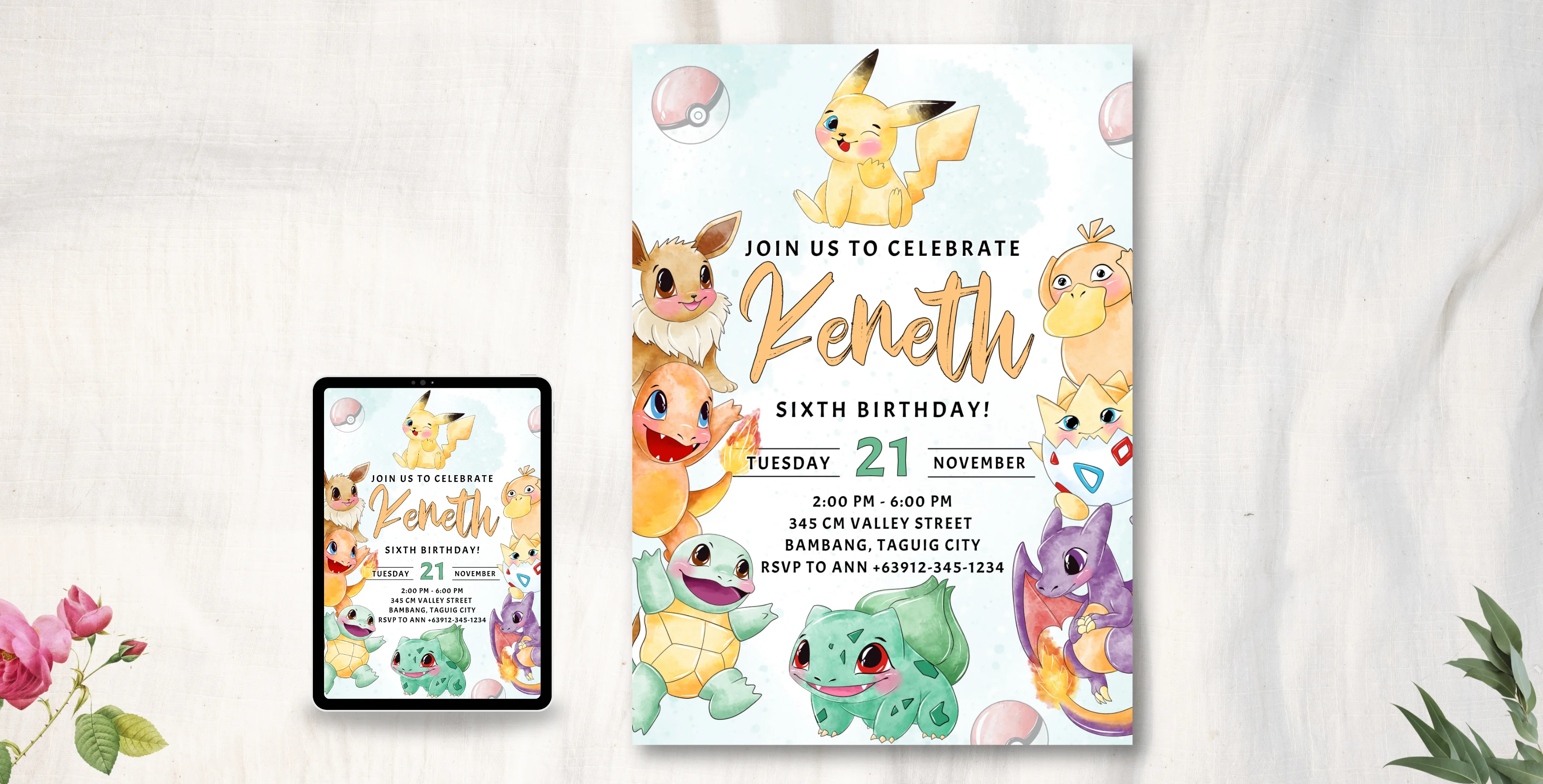 Pokemon Birthday Invitation | Editable Canva Template | Instant Download