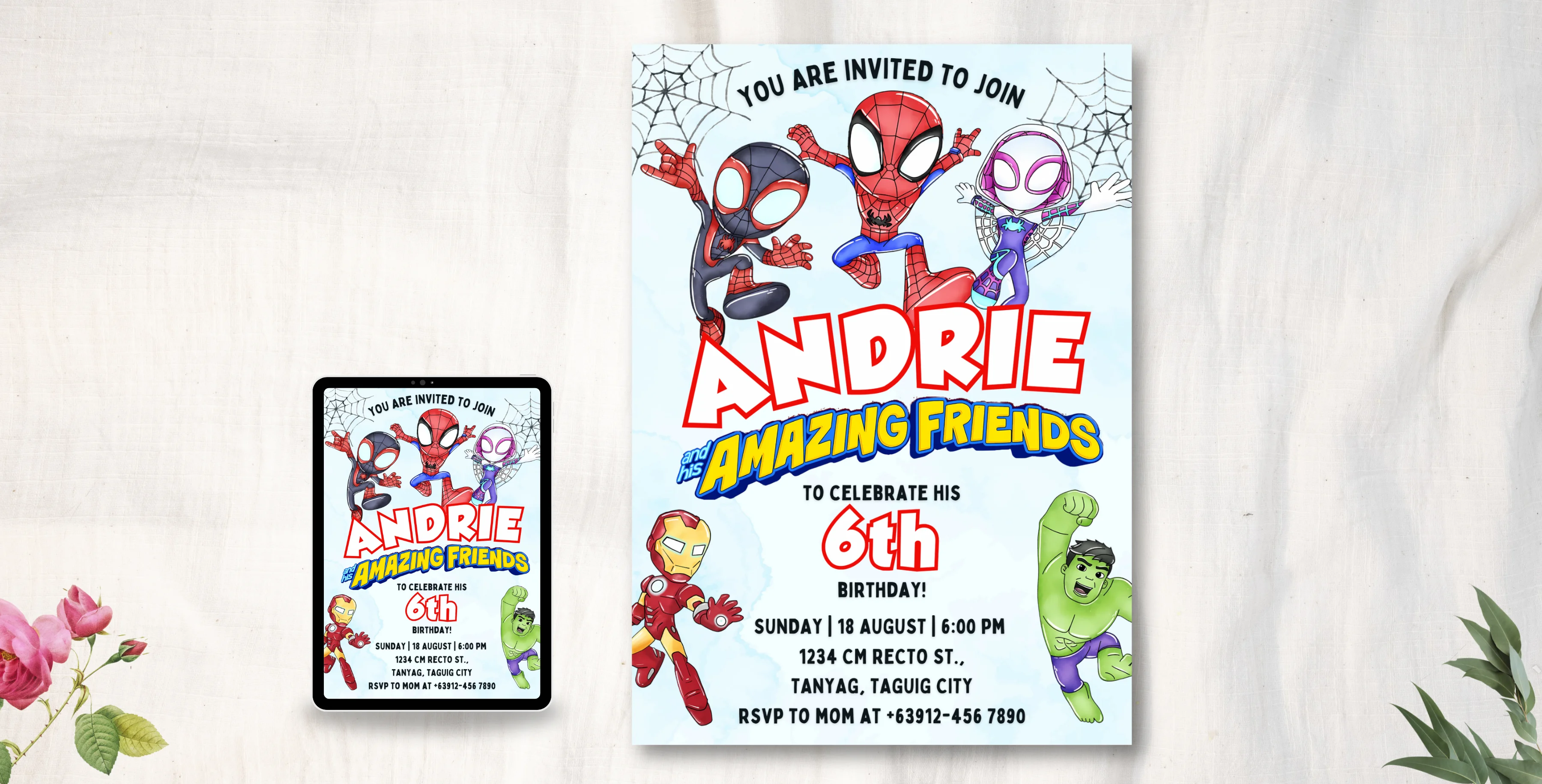 Spidey and His Amazing Friends Birthday Invitation | Editable Canva Template | Instant Download