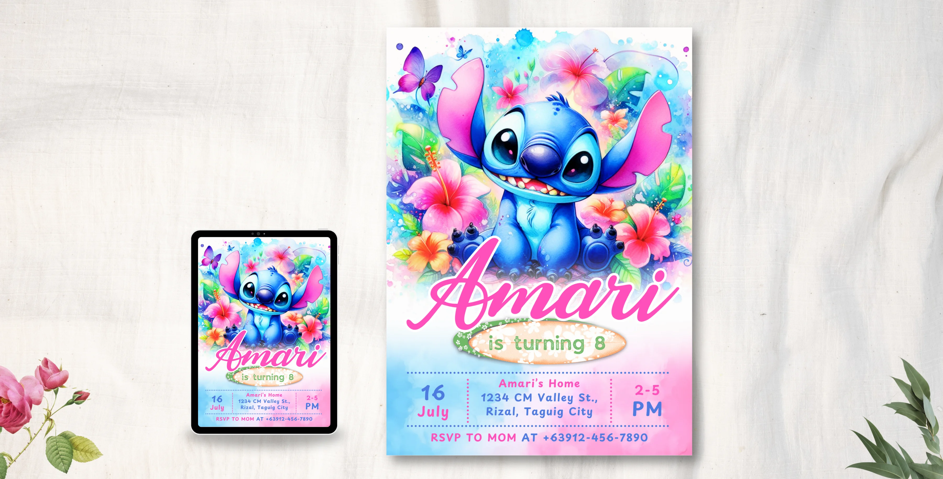 Stitch Birthday Invitation | Editable Canva Template | Instant Download