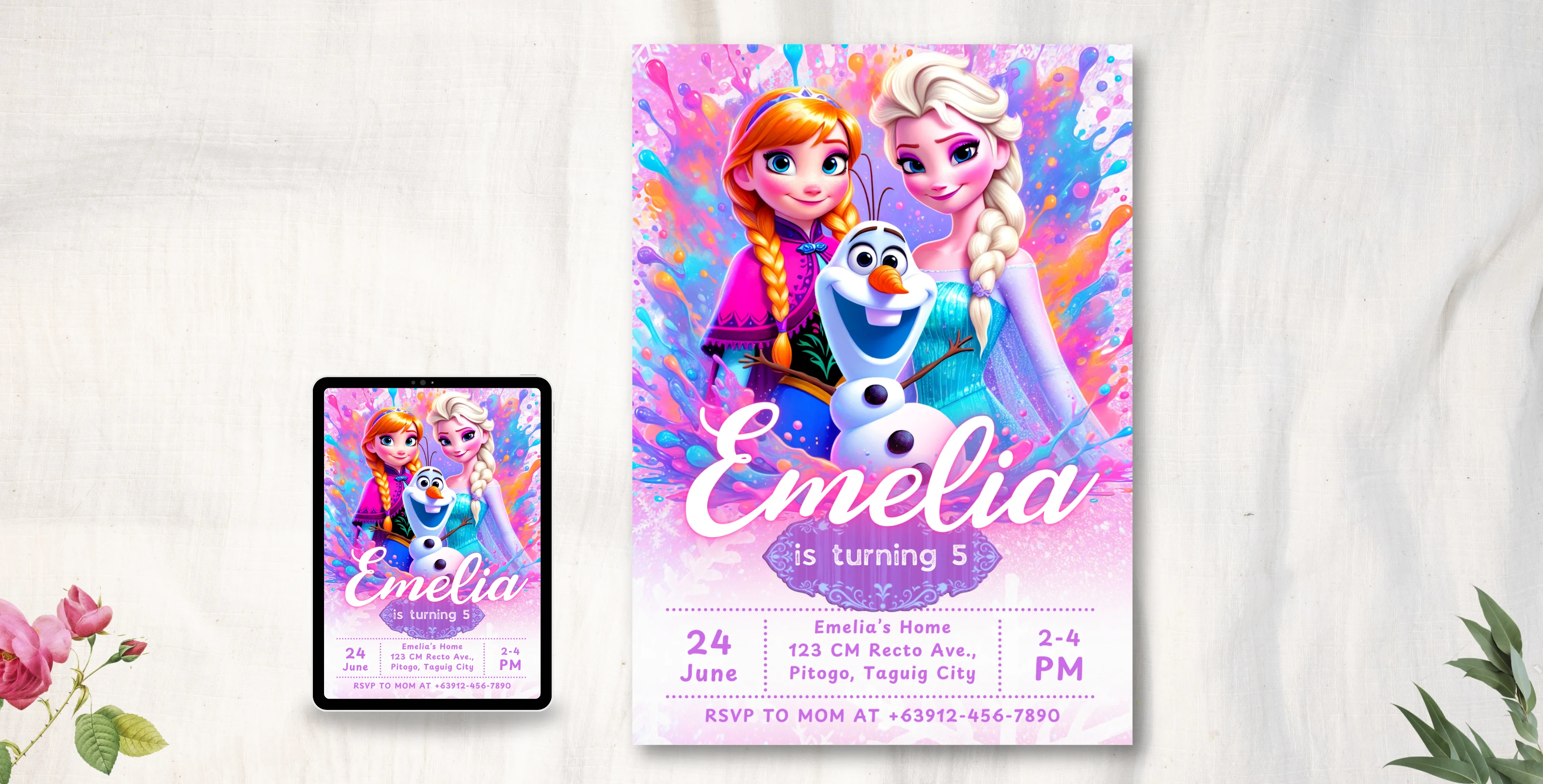 Frozen Birthday Party Invitation | Editable Canva Template | Instant Download