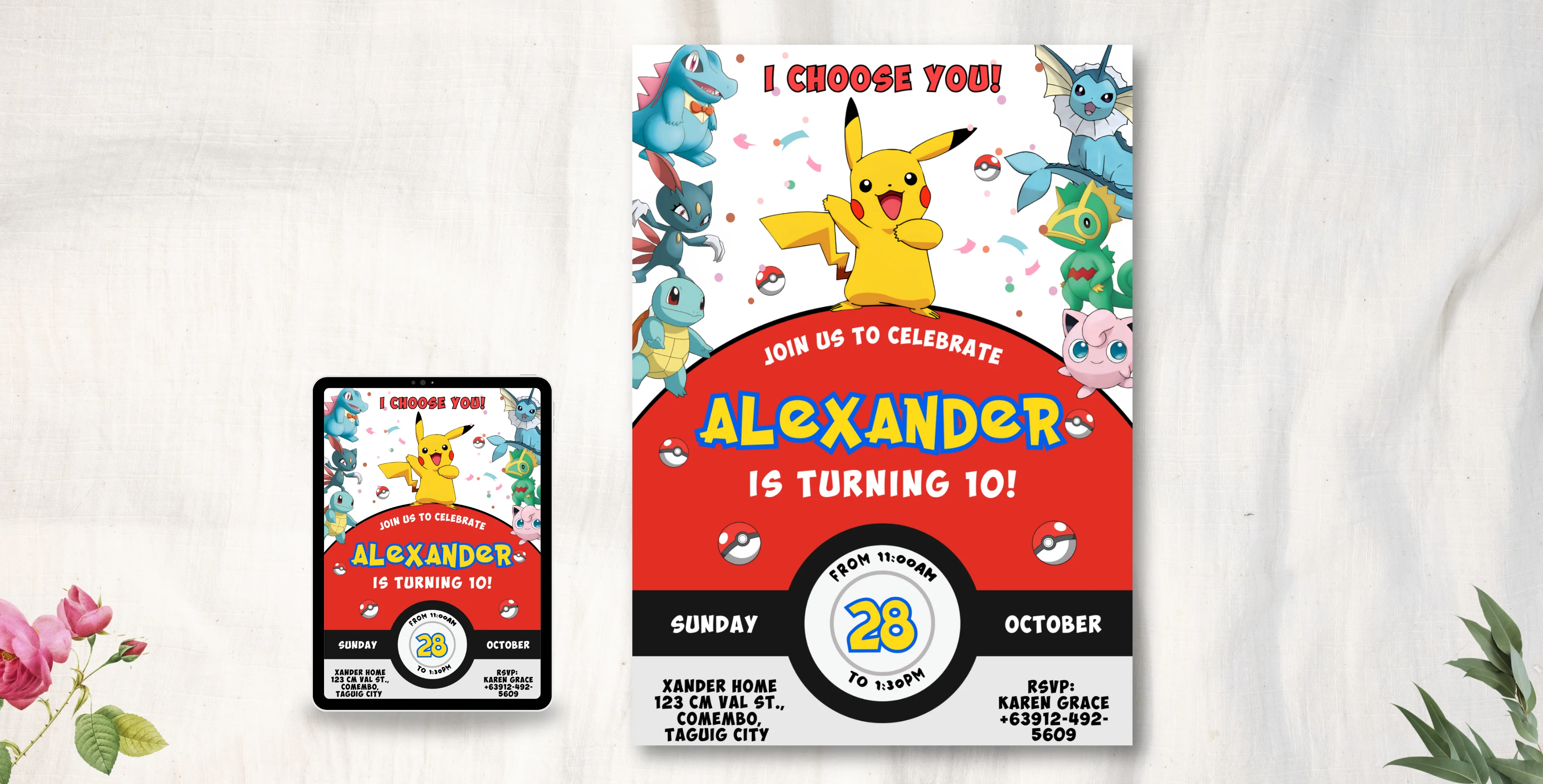 Pokemon Boy Birthday Invitation | Editable Canva Template | Instant Download