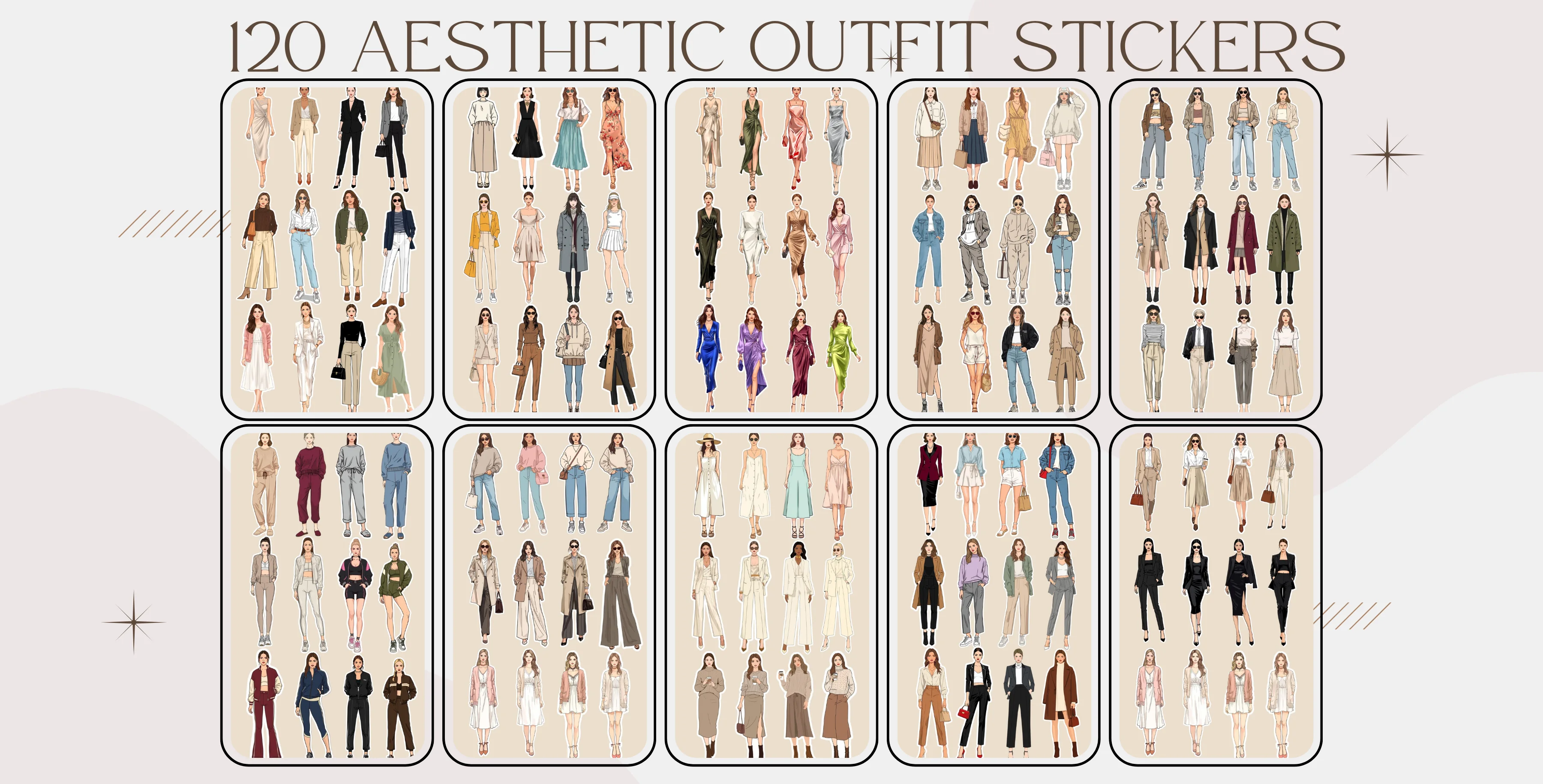 Aesthetic Fashion Sticker Pack (120 pcs)