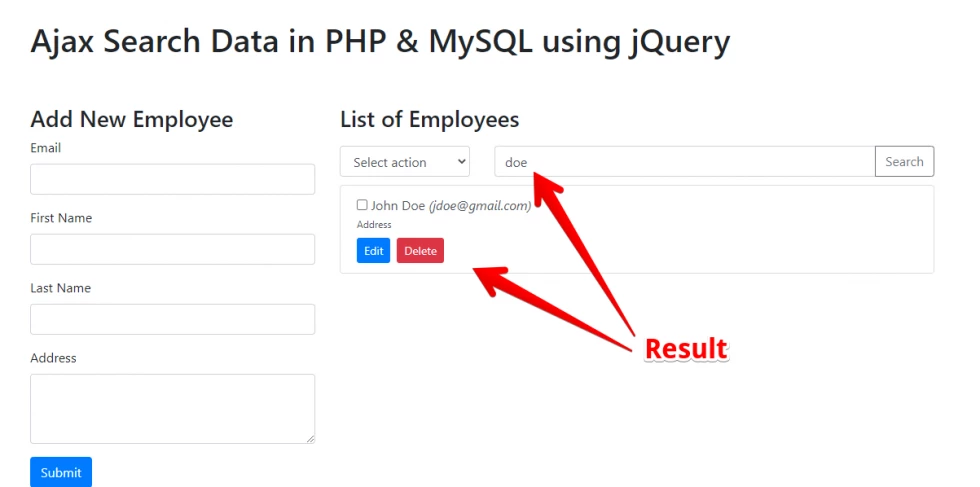 Ajax Search Data in PHP & MySQL