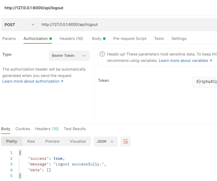 laravel sanctum logout api