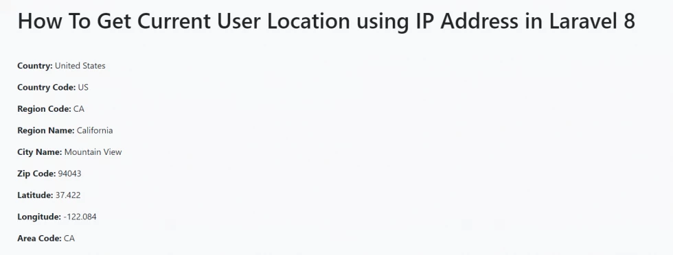 how to get current user location using ip address in laravel