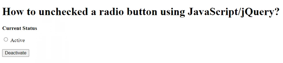 how to unchecked a radio button using jquery