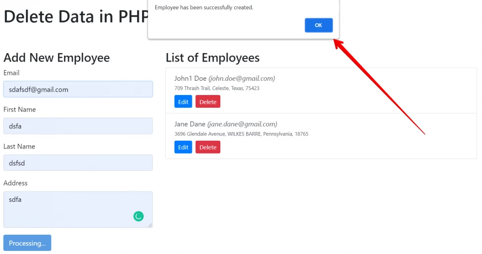 Integrate Sweetalert 2 in PHP & MySQL