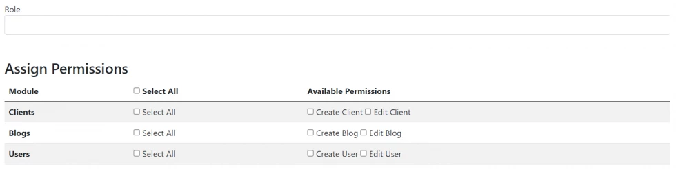 jquery checkbox assign multiple permissions to a role