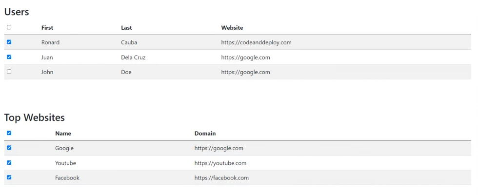 jquery table multi select plugin