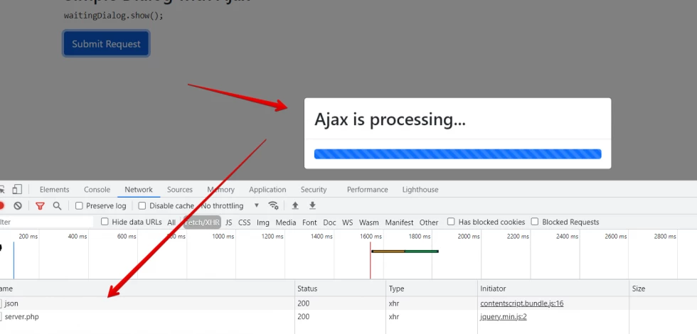 PHP Ajax with bootstrap 5 waitingfor progress bar
