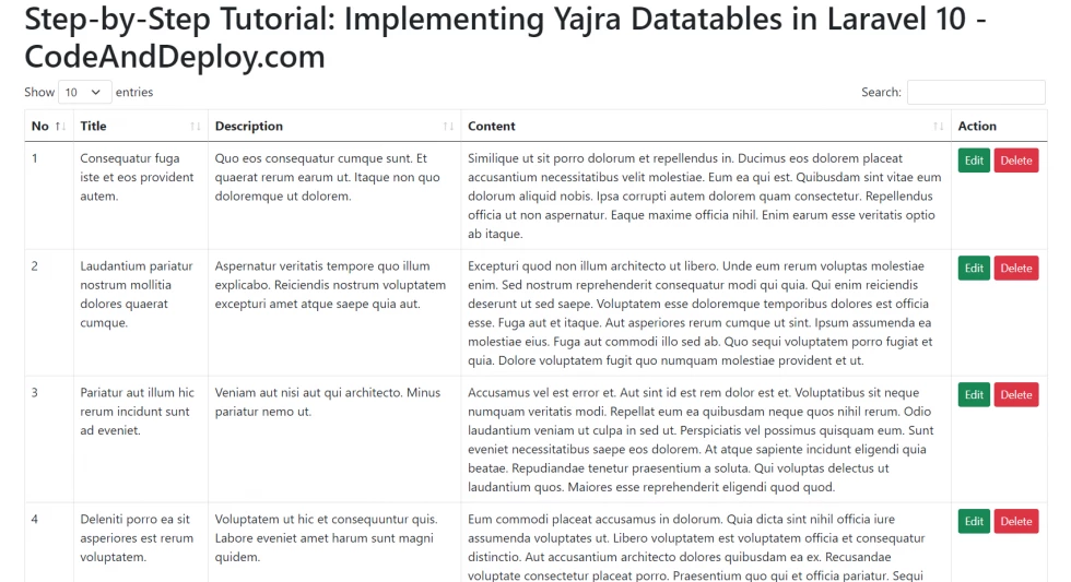 laravel yajra datatables