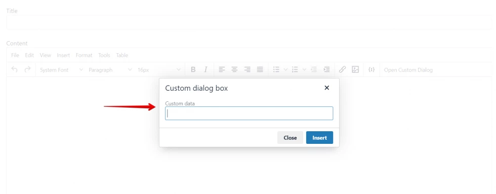 TinyMCE Custom Dialog Box with Textbox