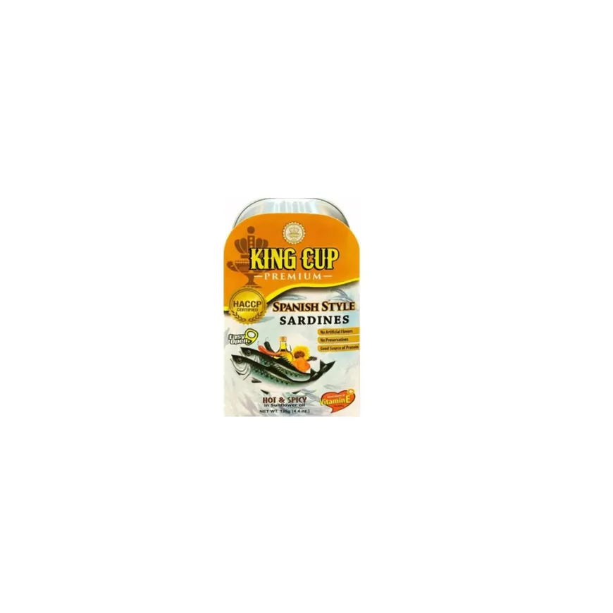 King Cup Premium Spanish Style Sardines In Sunflower Oil Hot & Spicy 125g (Pack of 2s)