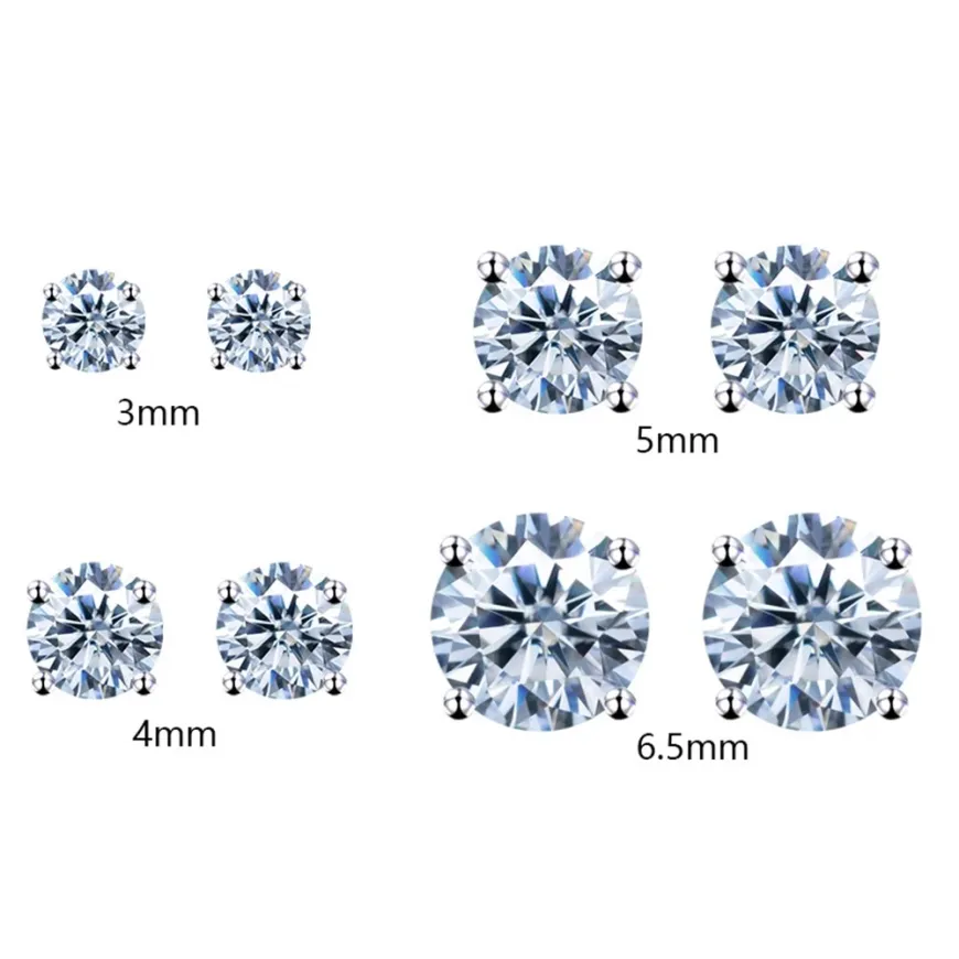 Real Moissanite Earrings / S925 Earrings Stud / GRA 3/4/5/6/6.5 mm