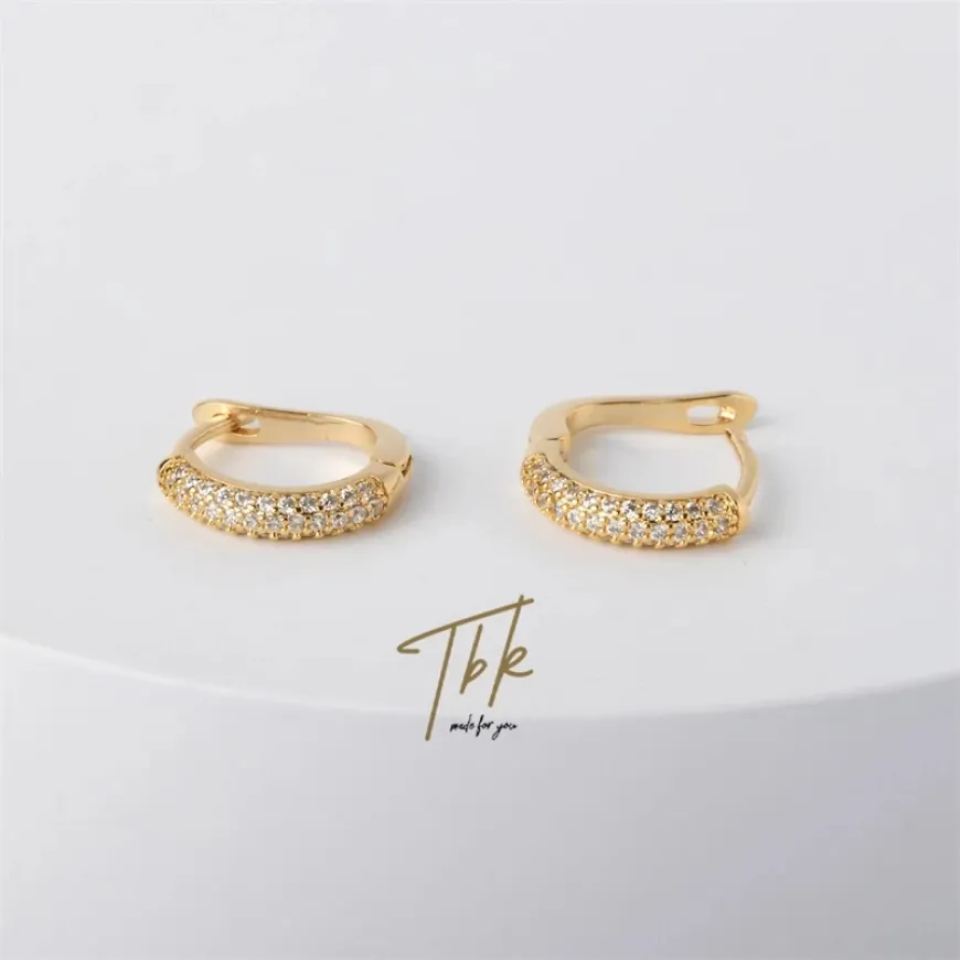 TBK 18K Gold Cubic Zirconia Hoop Earrings
