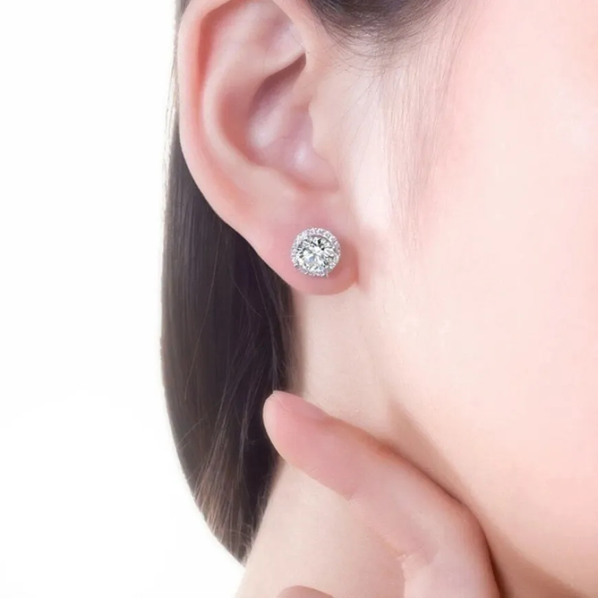 Delicate AAA Zircon Stud Earrings for Women Girls (1.3CM)