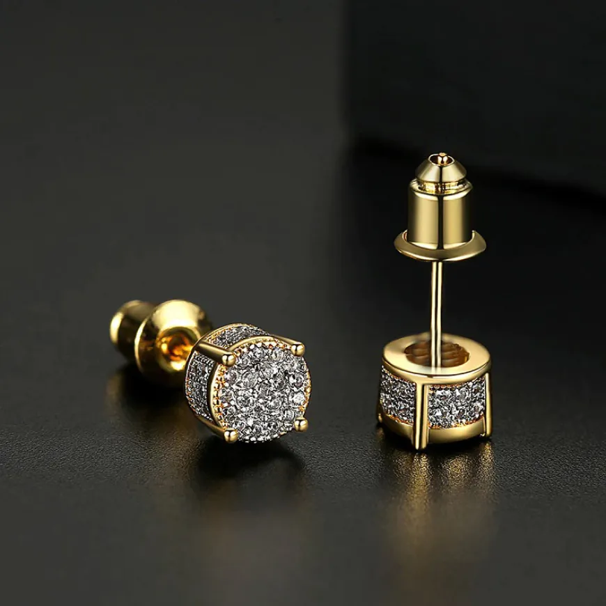 Fashionable Men's Stainless Steel Zircon Earrings
