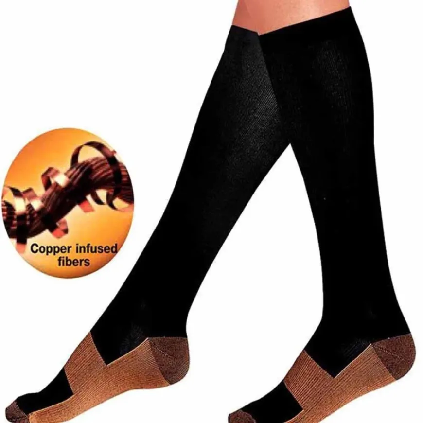 3 Pairs Copper Compression Socks Anti-Fatigue Pain Relief Compression Socks Black Travel Stocking Help Blood Circulation Support Knee