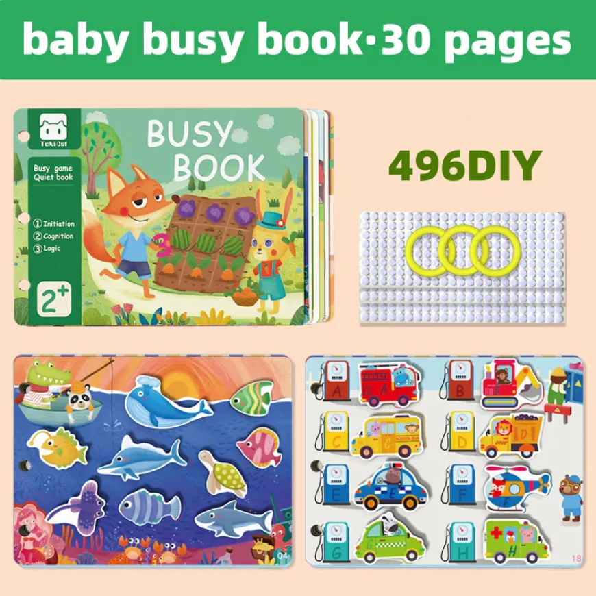 Montessori Busy Book for Toddlers - 30 Pages with Stickers for Independent Learnin