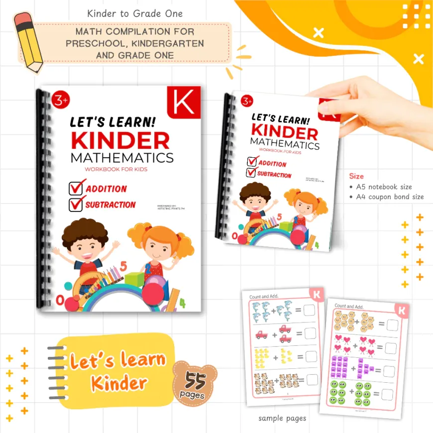 MATH WORKBOOKS Kinder- Grade one, Grade two, Grade three -100 pages