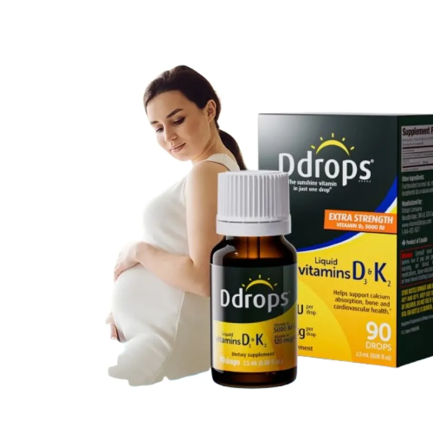 Ddrops Adults & Pregnancy Liquid Vitamin D3 5000IU + Vitamin K2 120mcg (90 Drops/2.5ml) | Bone & Heart Health
