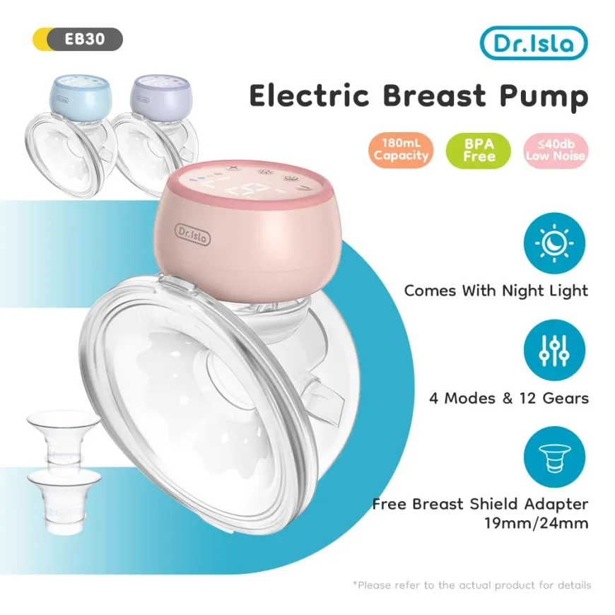 Dr.isla EB30 Breast Pump Electric LED Single Electric Hands-Free Baby Feeding For Mama Night light