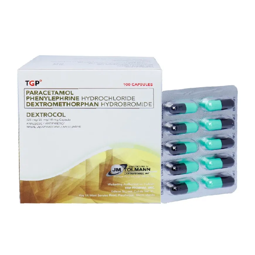 TGP Dextrocol Paracetamol + PPA + Dextro 325/25/10mg 10 capsules for colds fever flu