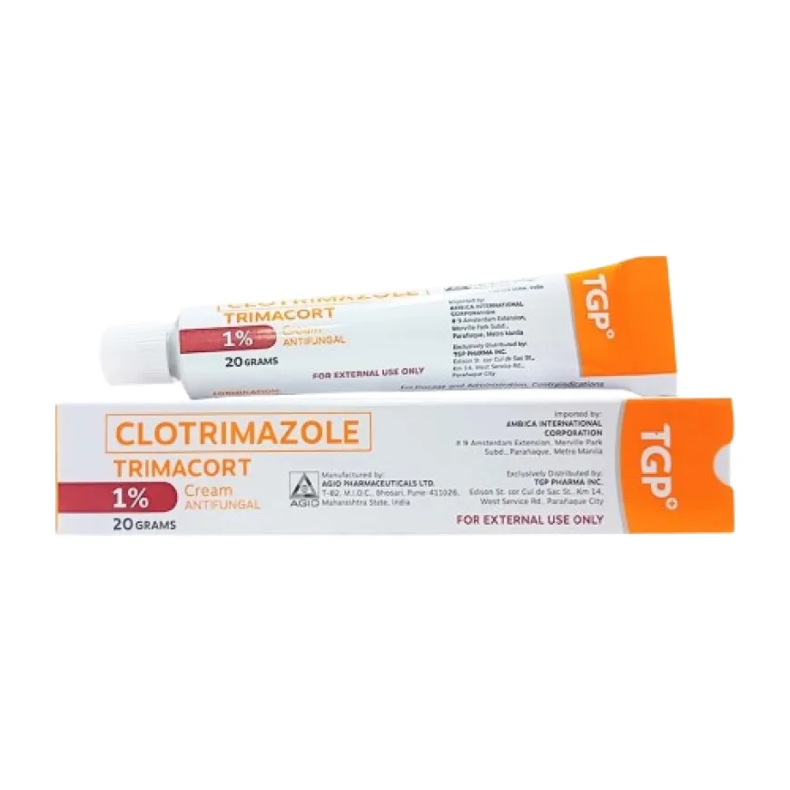 TGP Trimacort Clotrimazole 1% / 20g Cream 1 tube to treat skin & fungal infection, athlete's foot