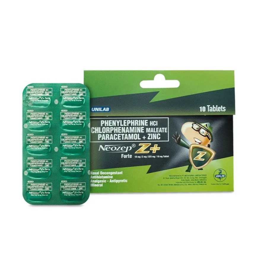 Unilab Neozep Z+ 10 Tablets- Faster recovery from Runny Nose, Fever, Sneezing, and all cold symptoms