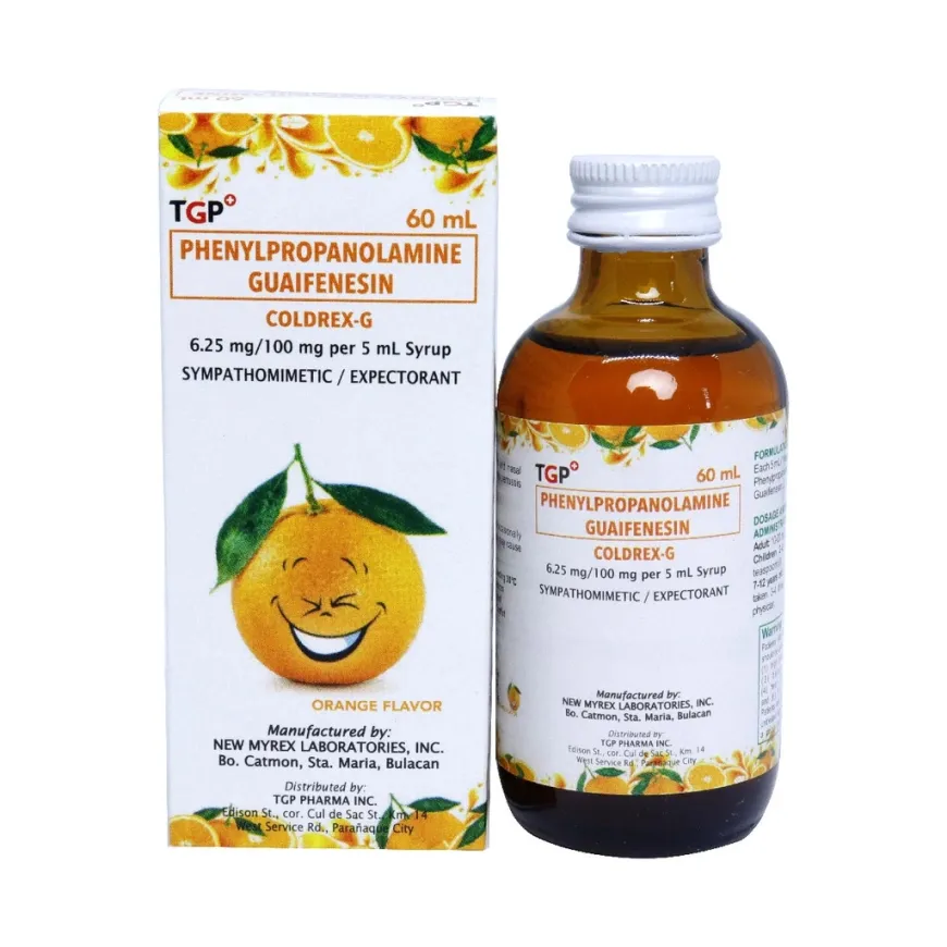 TGP COLDREX-G Phenylpropanolamine (PPA) + Guaifenesin Syrup 6.25mg/100mg 60ml