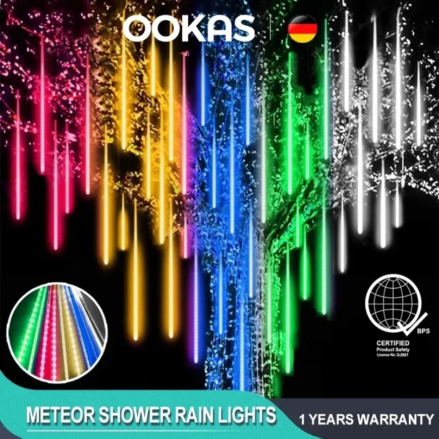 OOKAS 30/50cm Meteor Shower Solar Rain Lights