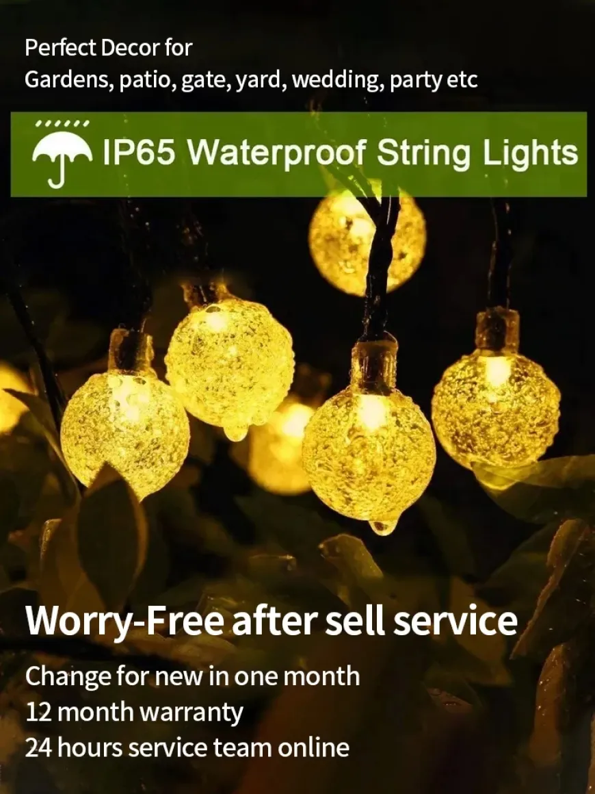 ICON Solar Christmas Lights Outdoor Waterproof Garden LED Bulb Wedding String Lights
