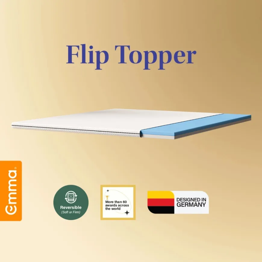 Emma Flip Topper | Ergonomic with Soft & Firm Sides (Reversible)